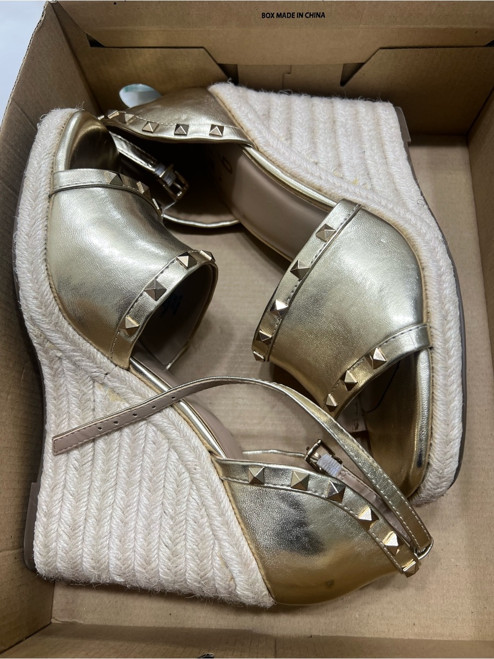Mix No. 6 Gold Studded Espadrille Wedge Sandals